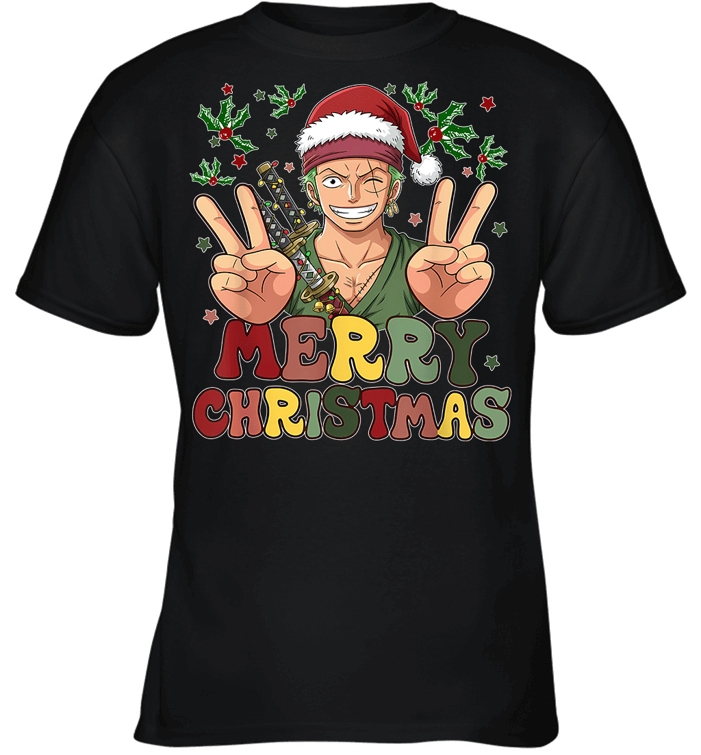One Piece Zoro Christmas Funny Santa Style Graphic T-shirt