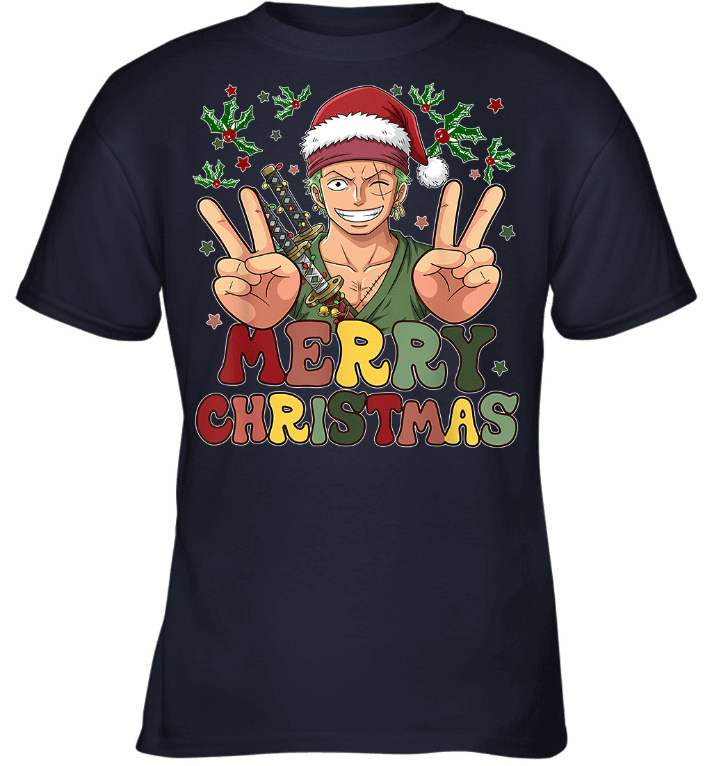 One Piece Zoro Christmas Funny Santa Style Graphic T-shirt