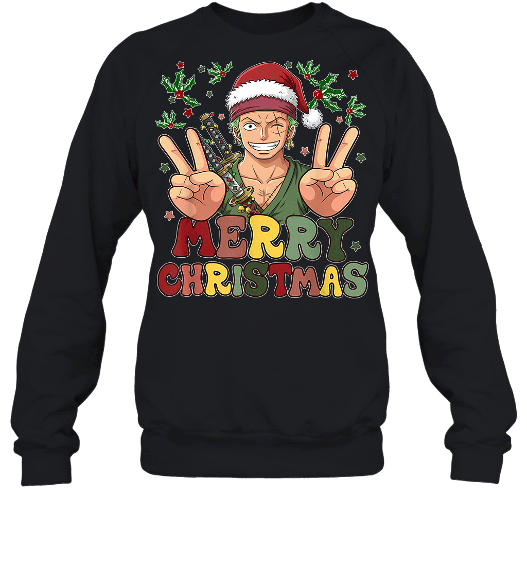 One Piece Zoro Christmas Funny Santa Style Graphic T-shirt
