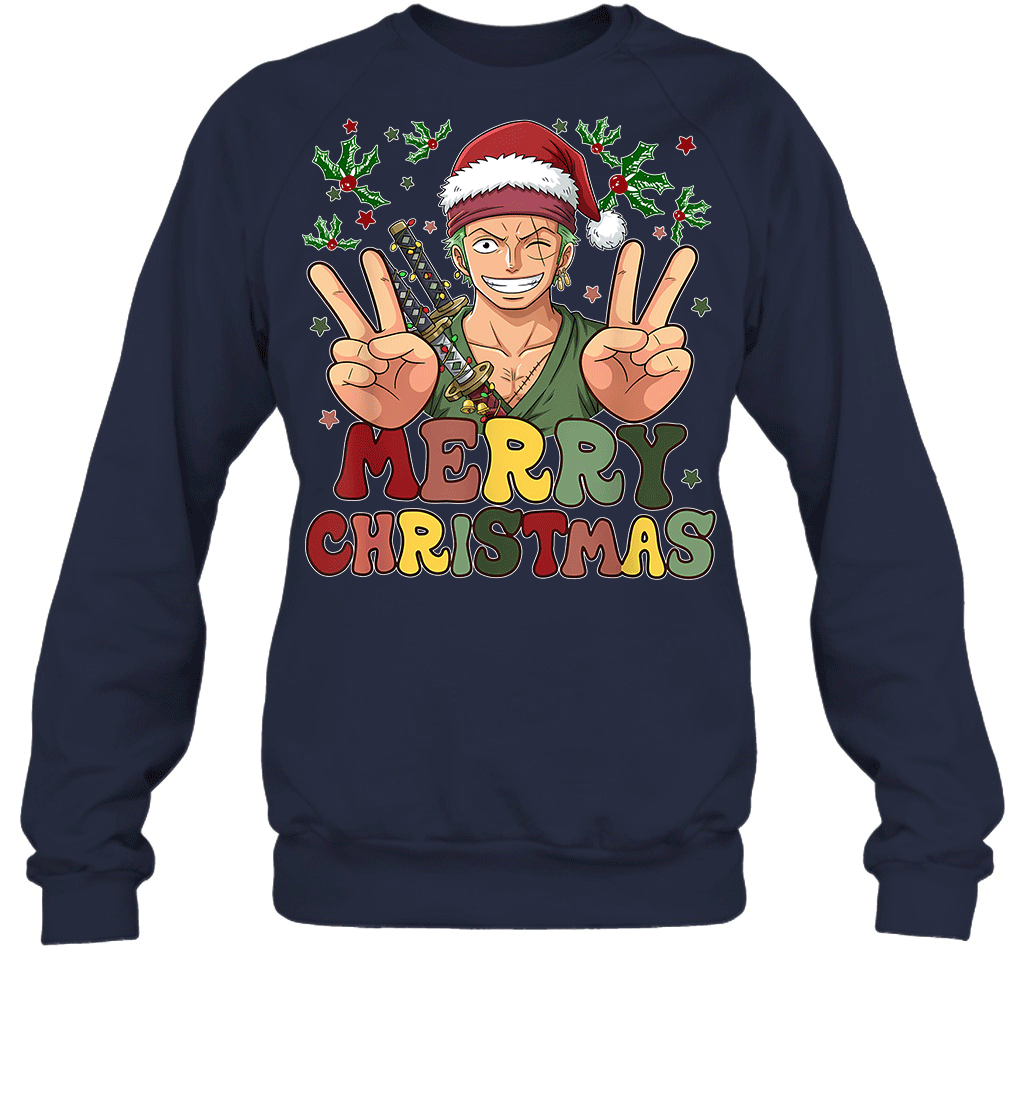One Piece Zoro Christmas Funny Santa Style Graphic T-shirt
