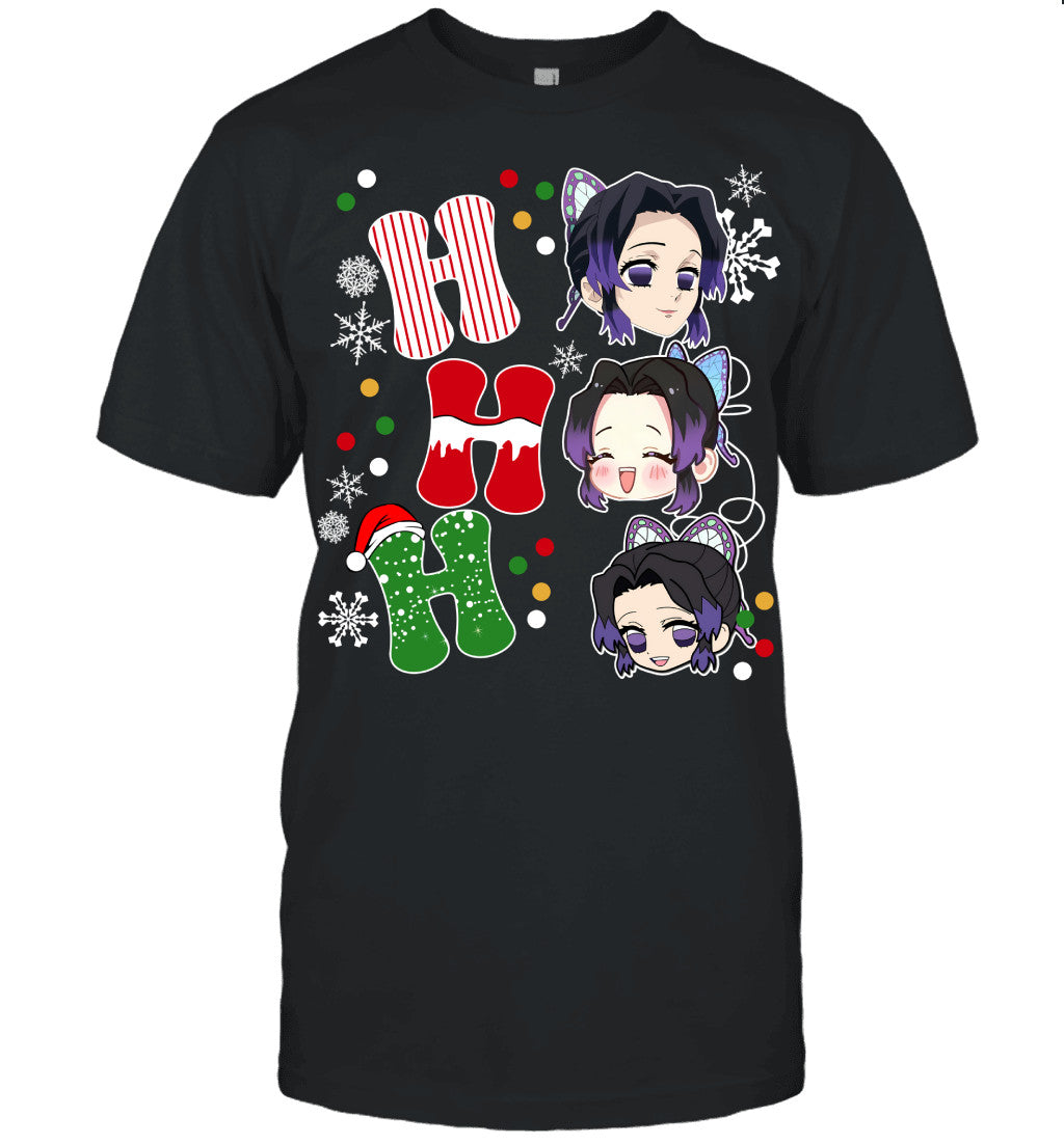 Kochou Shinobu Demon Slayer Ho Ho Ho Merry Christmas Graphic T-shirt