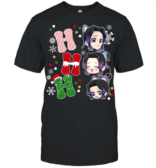 Kochou Shinobu Demon Slayer Ho Ho Ho Merry Christmas Graphic T-shirt