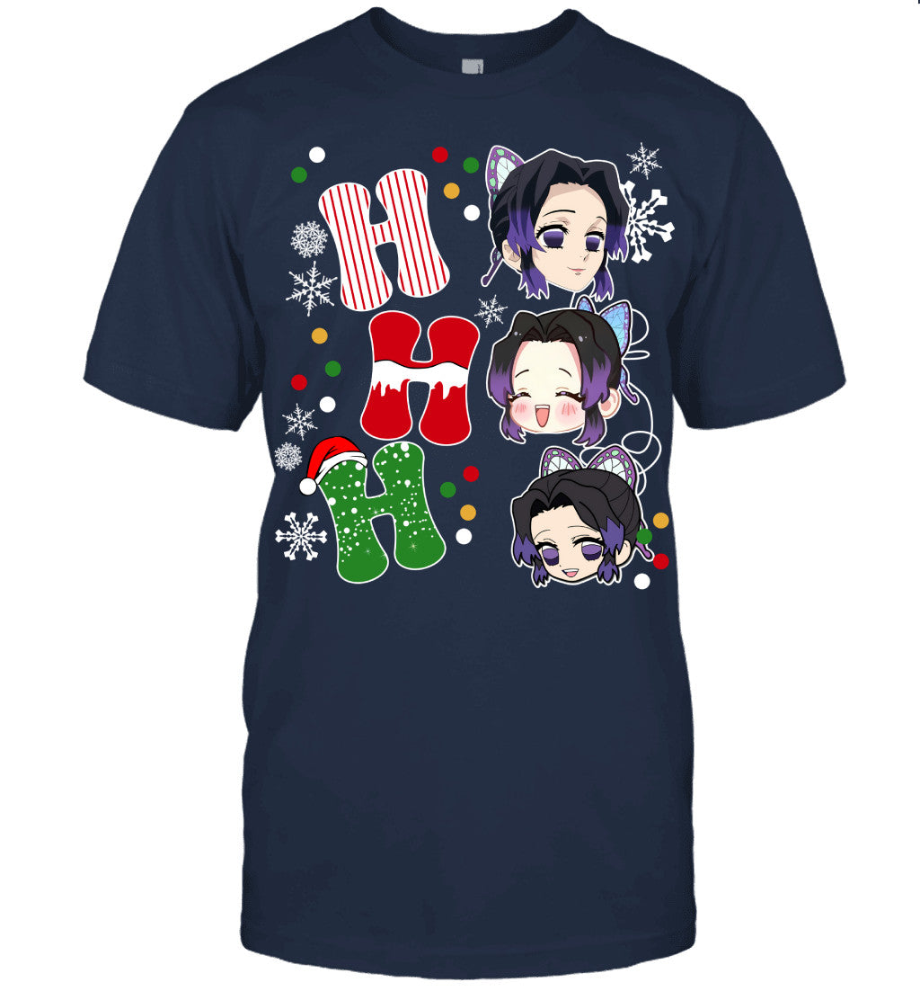 Kochou Shinobu Demon Slayer Ho Ho Ho Merry Christmas Graphic T-shirt