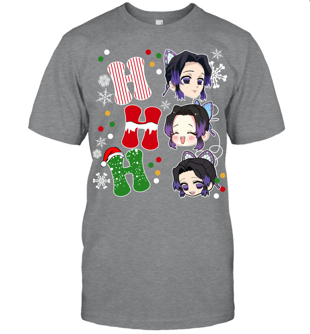 Kochou Shinobu Demon Slayer Ho Ho Ho Merry Christmas Graphic T-shirt