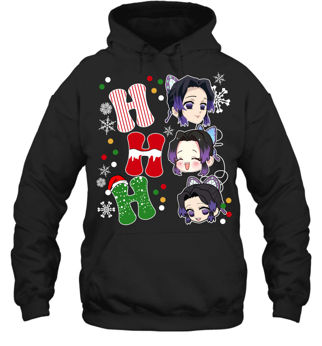 Kochou Shinobu Demon Slayer Ho Ho Ho Merry Christmas Graphic T-shirt