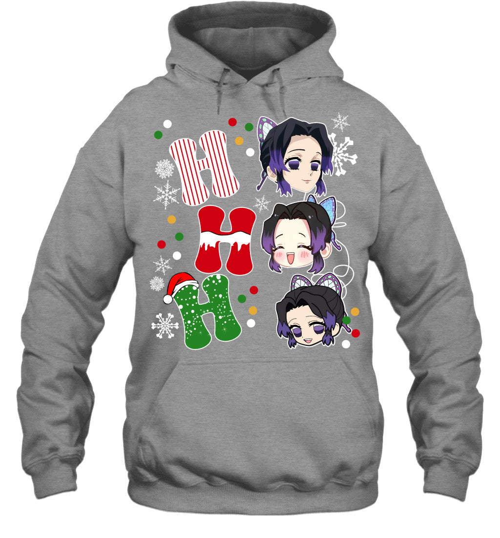 Kochou Shinobu Demon Slayer Ho Ho Ho Merry Christmas Graphic T-shirt