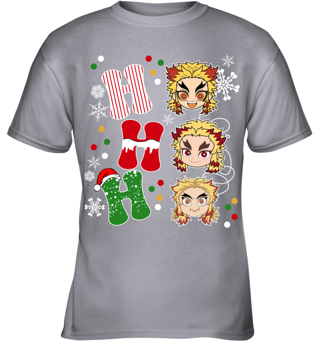 Kyojuro Rengoku Demon Slayer Ho Ho Ho Merry Christmas Graphic T-shirt