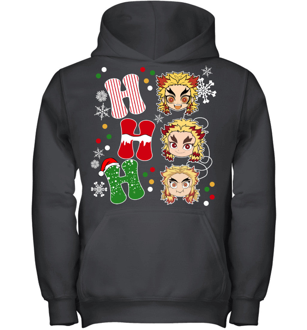 Kyojuro Rengoku Demon Slayer Ho Ho Ho Merry Christmas Graphic T-shirt