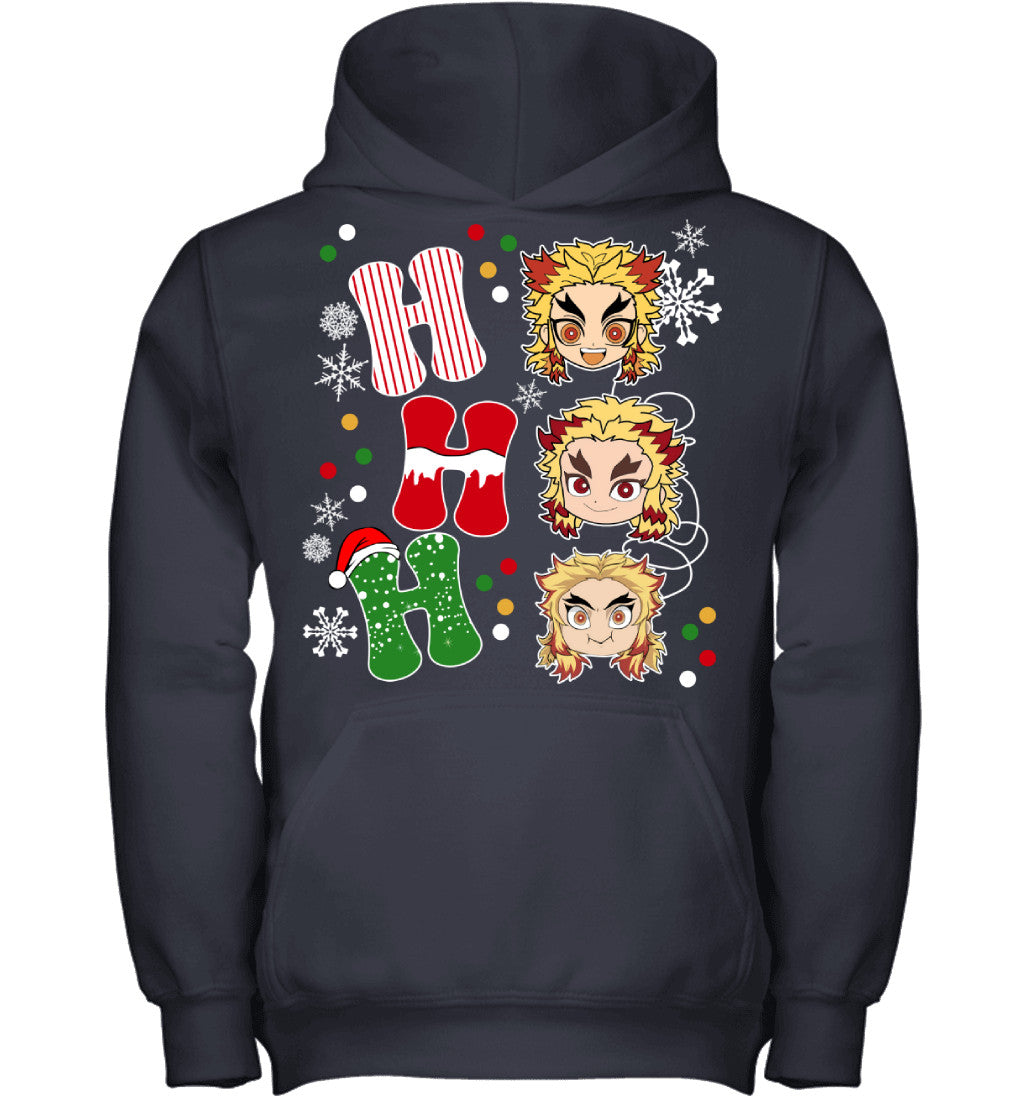 Kyojuro Rengoku Demon Slayer Ho Ho Ho Merry Christmas Graphic T-shirt