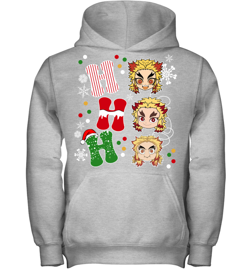 Kyojuro Rengoku Demon Slayer Ho Ho Ho Merry Christmas Graphic T-shirt