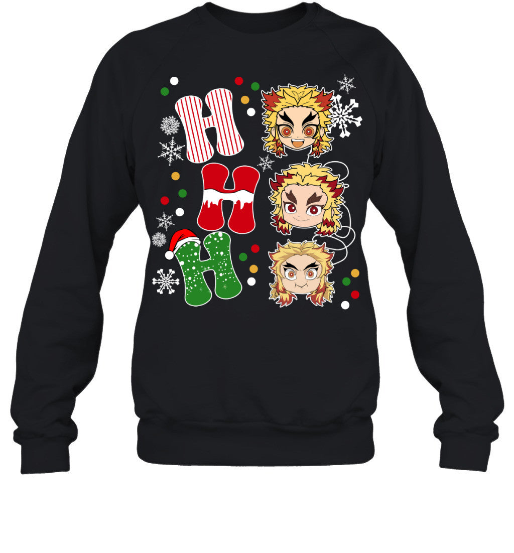 Kyojuro Rengoku Demon Slayer Ho Ho Ho Merry Christmas Graphic T-shirt