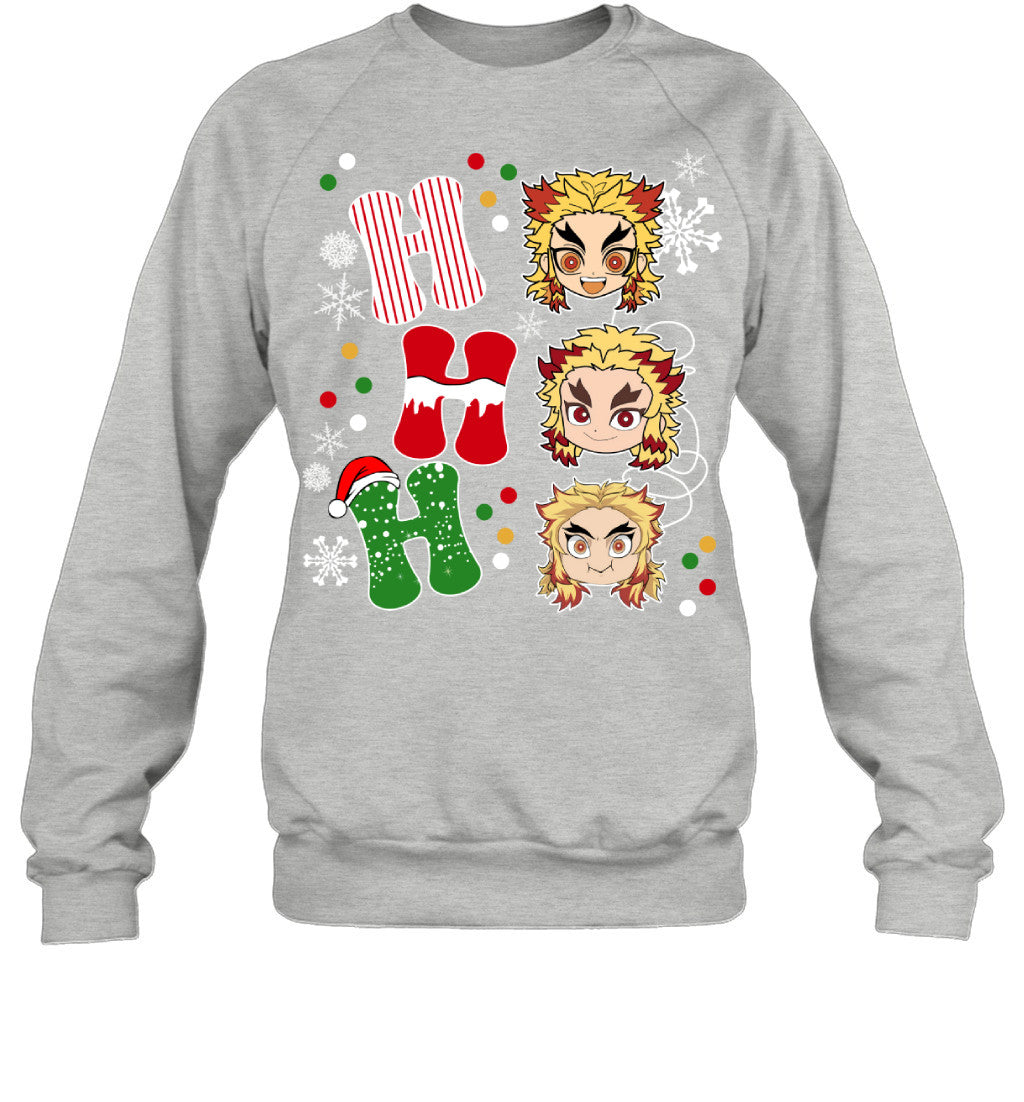 Kyojuro Rengoku Demon Slayer Ho Ho Ho Merry Christmas Graphic T-shirt