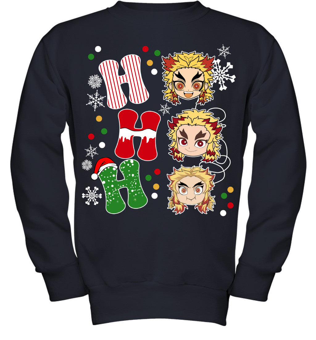 Kyojuro Rengoku Demon Slayer Ho Ho Ho Merry Christmas Graphic T-shirt