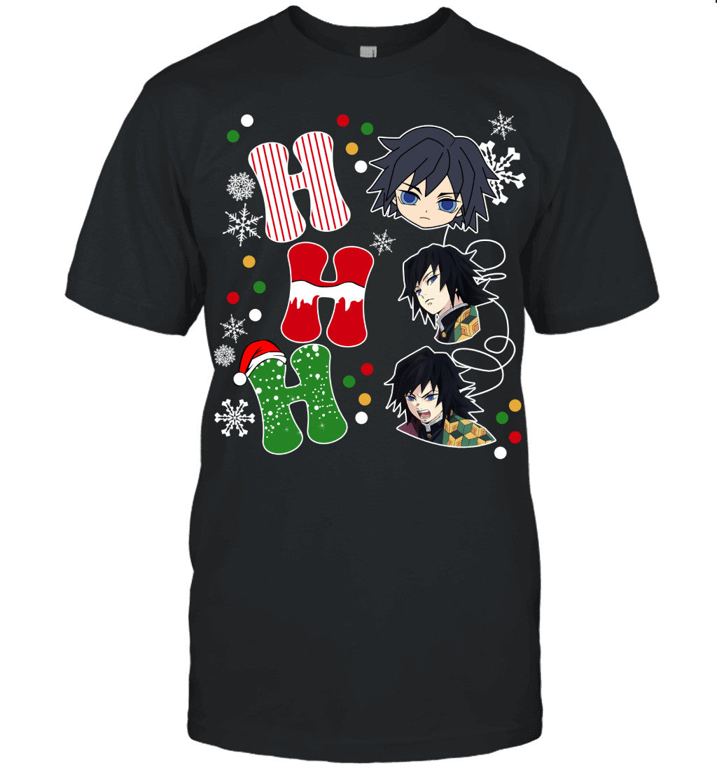 Giyu Tomioka Demon Slayer Ho Ho Ho Merry Christmas Graphic T-shirt