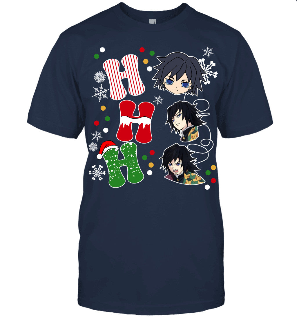 Giyu Tomioka Demon Slayer Ho Ho Ho Merry Christmas Graphic T-shirt