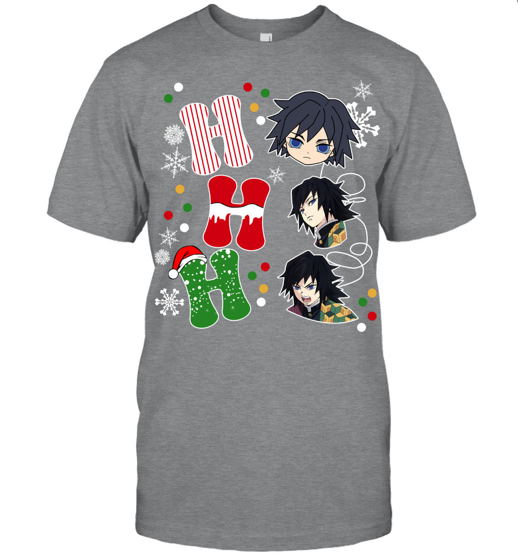 Giyu Tomioka Demon Slayer Ho Ho Ho Merry Christmas Graphic T-shirt
