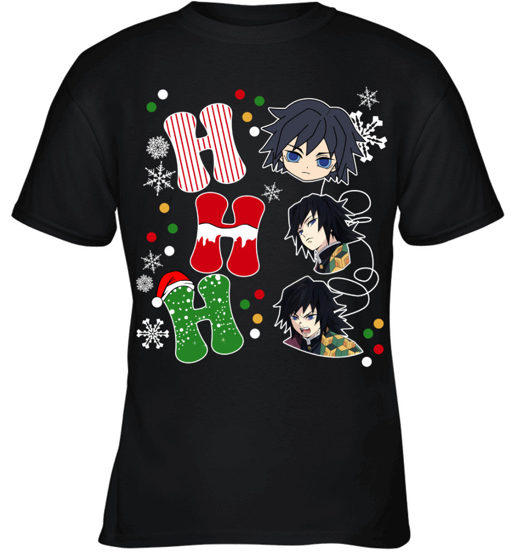 Giyu Tomioka Demon Slayer Ho Ho Ho Merry Christmas Graphic T-shirt