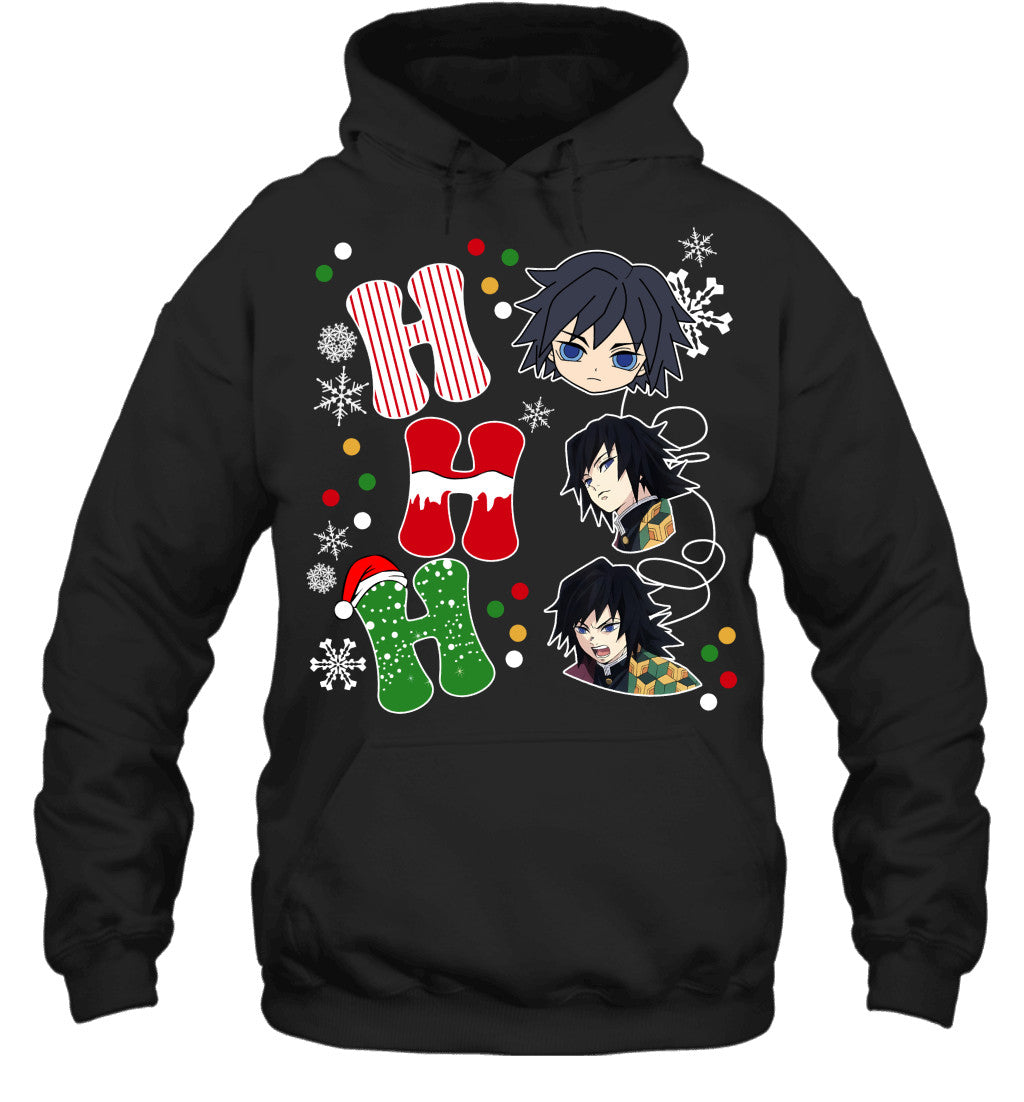 Giyu Tomioka Demon Slayer Ho Ho Ho Merry Christmas Graphic T-shirt