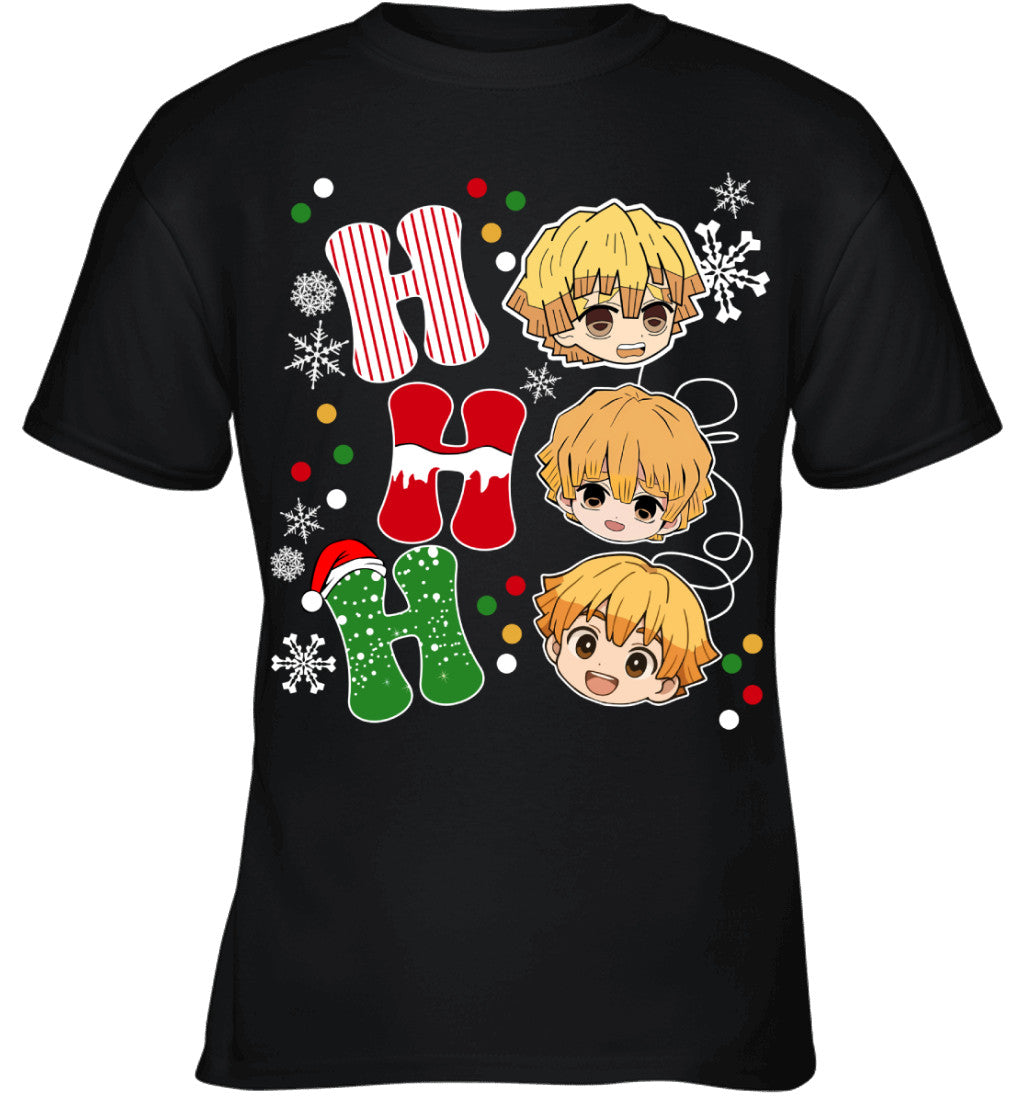 Zenitsu Agatsuma Demon Slayer Ho Ho Ho Merry Christmas Graphic T-shirt