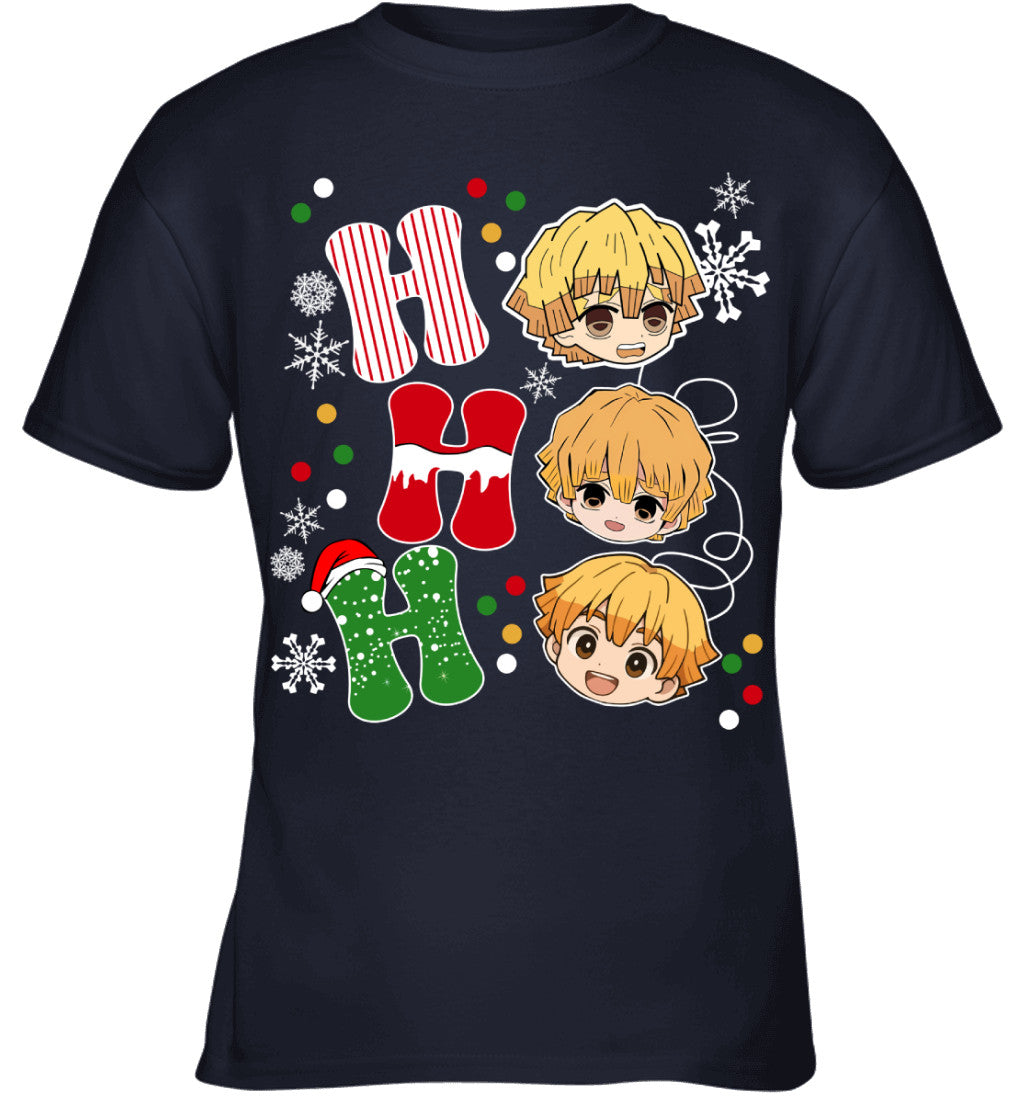 Zenitsu Agatsuma Demon Slayer Ho Ho Ho Merry Christmas Graphic T-shirt