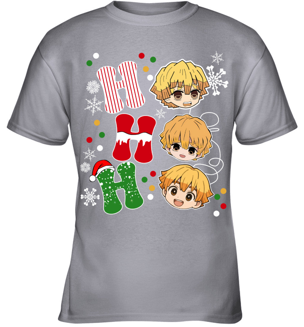 Zenitsu Agatsuma Demon Slayer Ho Ho Ho Merry Christmas Graphic T-shirt