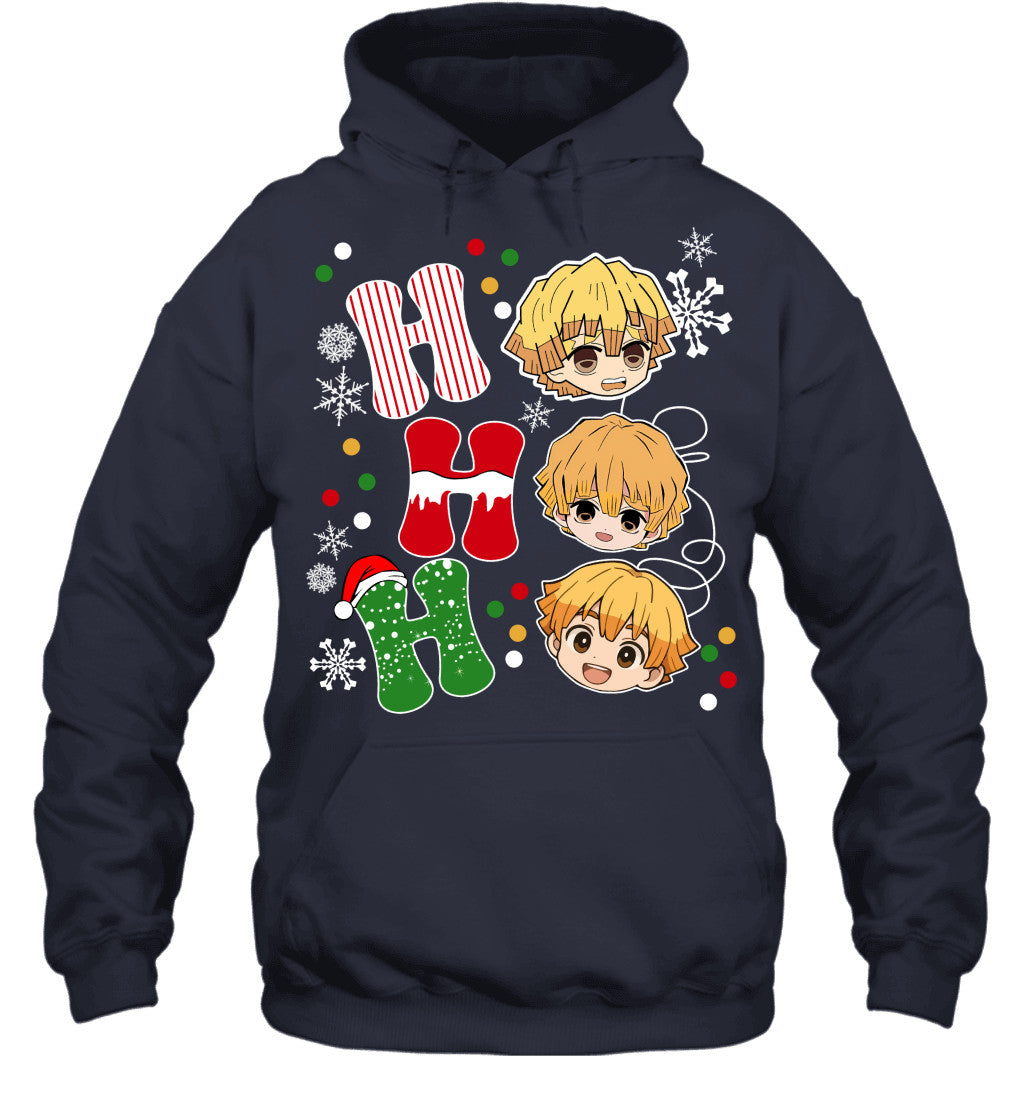Zenitsu Agatsuma Demon Slayer Ho Ho Ho Merry Christmas Graphic T-shirt