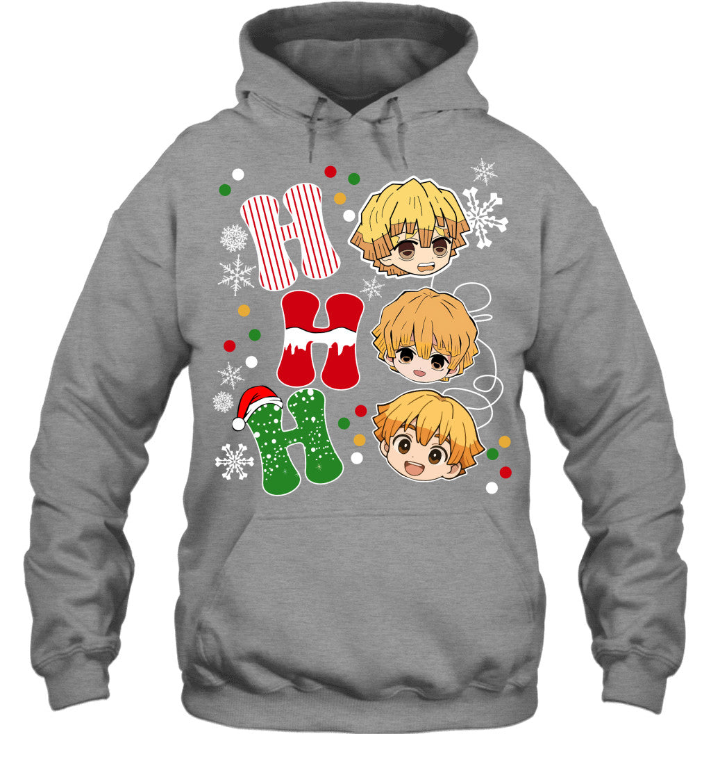 Zenitsu Agatsuma Demon Slayer Ho Ho Ho Merry Christmas Graphic T-shirt