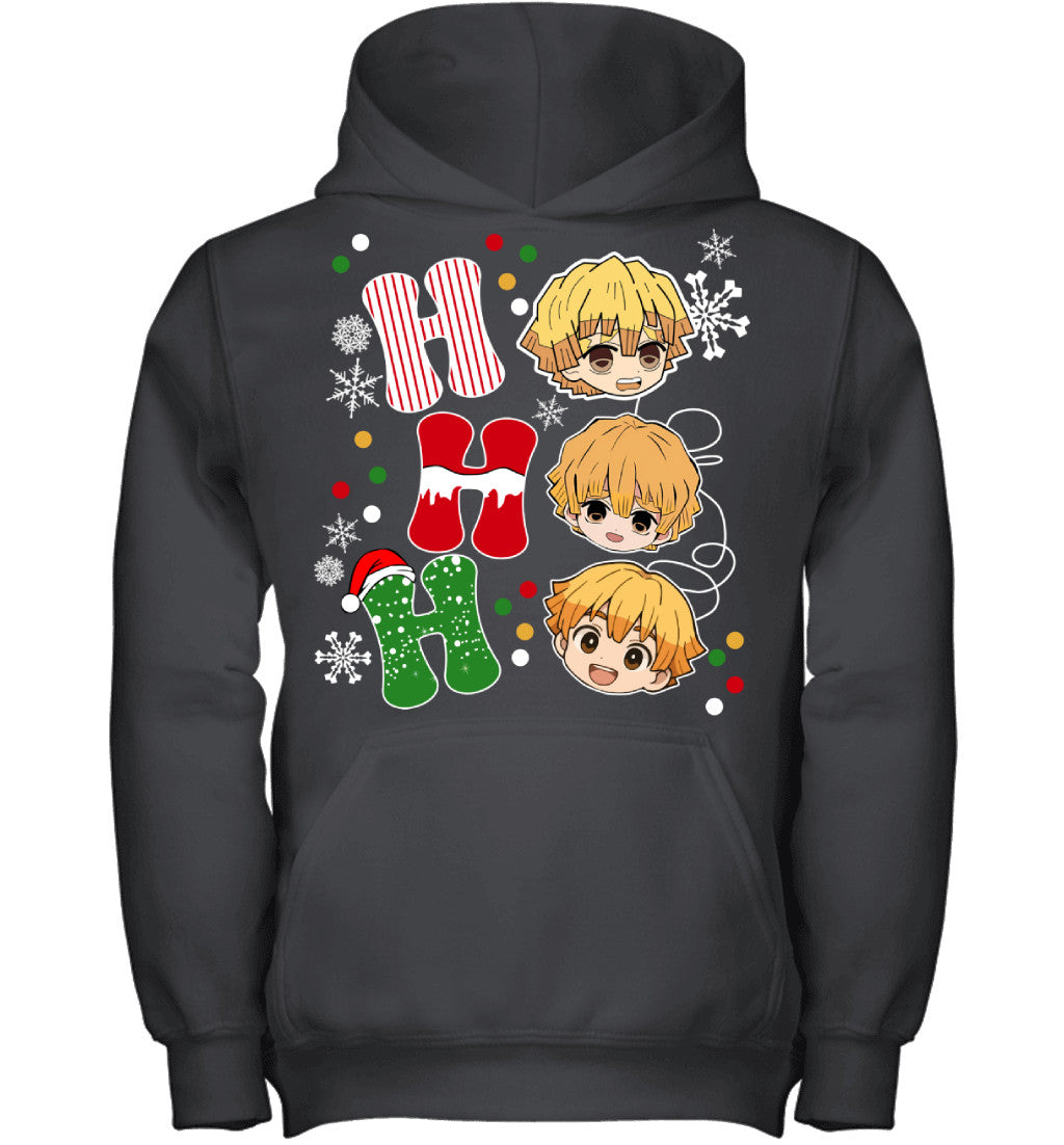 Zenitsu Agatsuma Demon Slayer Ho Ho Ho Merry Christmas Graphic T-shirt