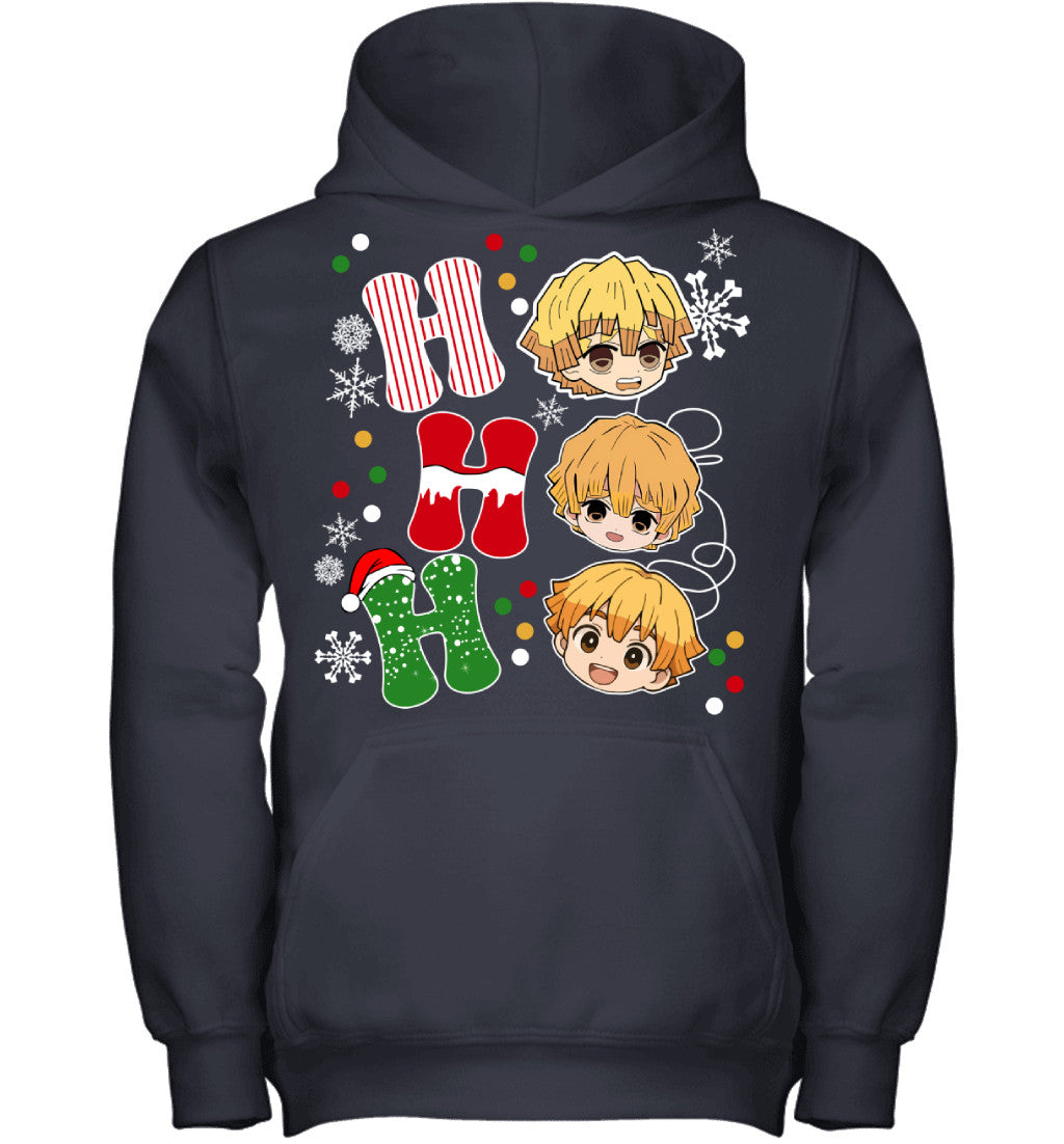 Zenitsu Agatsuma Demon Slayer Ho Ho Ho Merry Christmas Graphic T-shirt