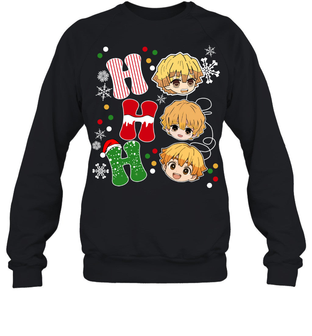 Zenitsu Agatsuma Demon Slayer Ho Ho Ho Merry Christmas Graphic T-shirt