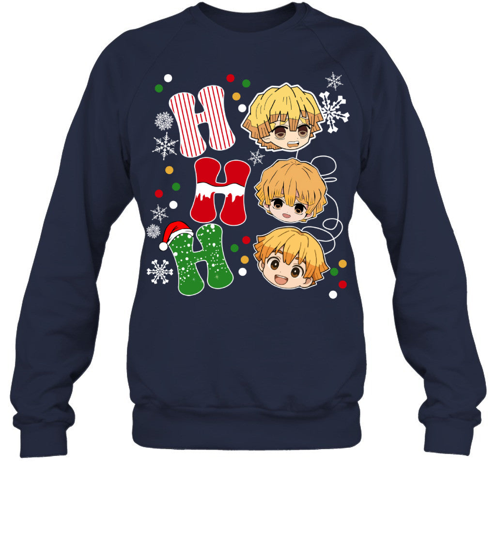 Zenitsu Agatsuma Demon Slayer Ho Ho Ho Merry Christmas Graphic T-shirt