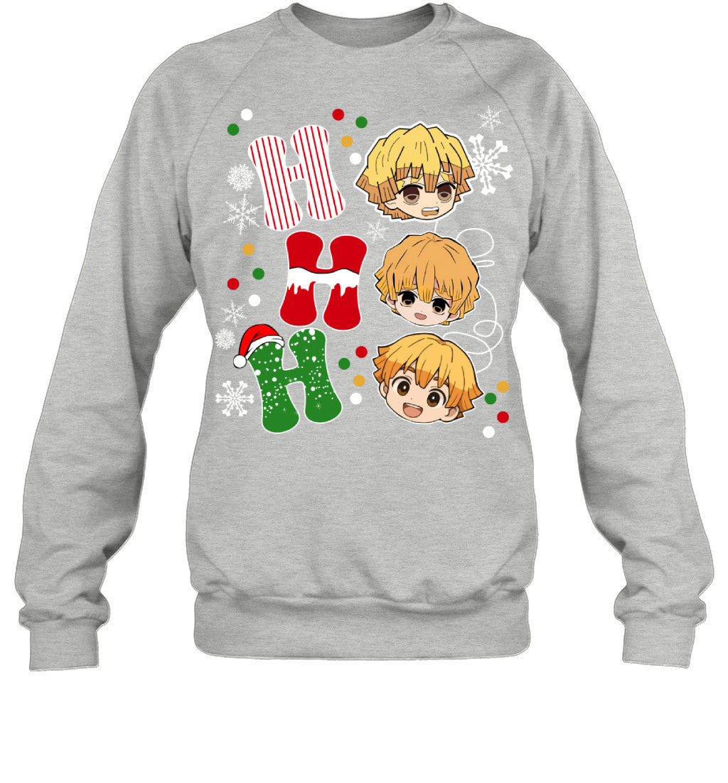 Zenitsu Agatsuma Demon Slayer Ho Ho Ho Merry Christmas Graphic T-shirt