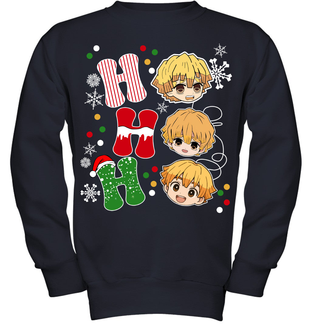 Zenitsu Agatsuma Demon Slayer Ho Ho Ho Merry Christmas Graphic T-shirt