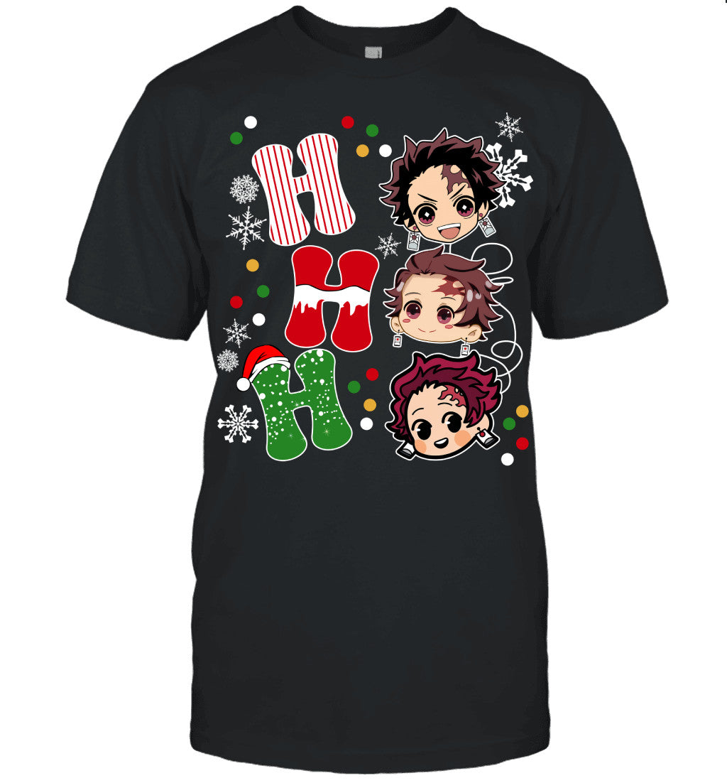 Tanjiro Kamado Demon Slayer Ho Ho Ho Merry Christmas Graphic T-shirt