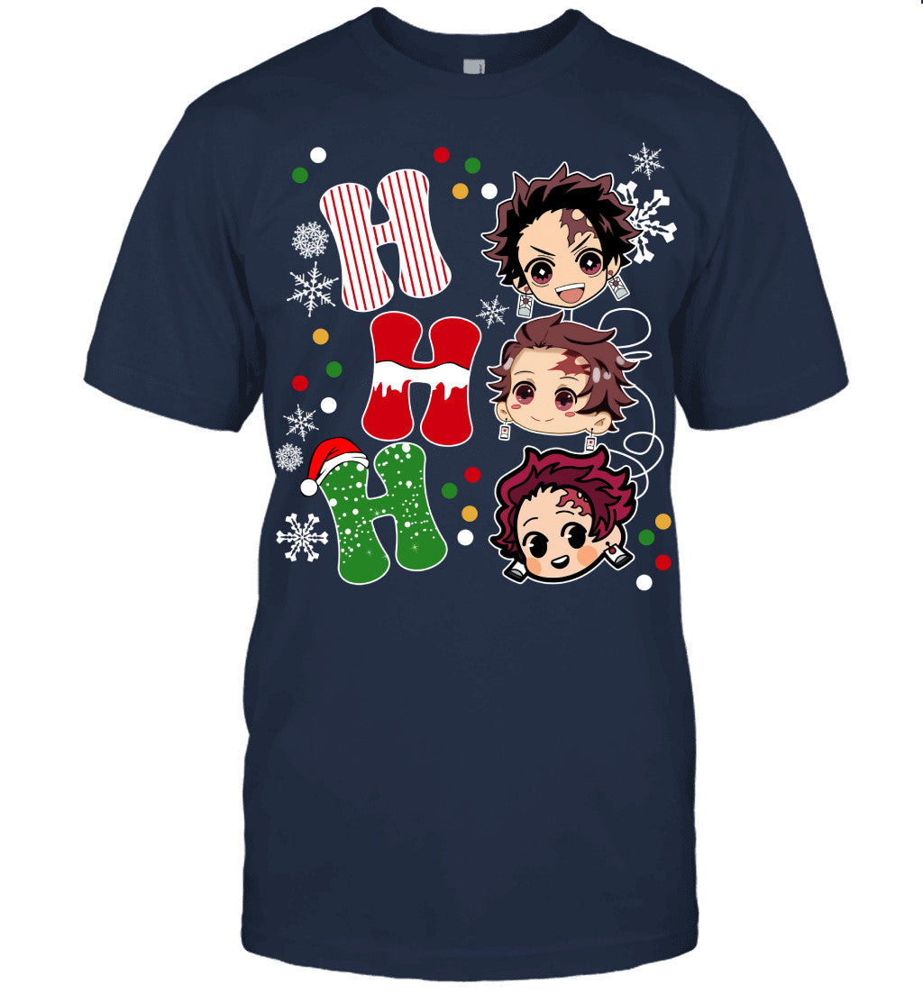 Tanjiro Kamado Demon Slayer Ho Ho Ho Merry Christmas Graphic T-shirt