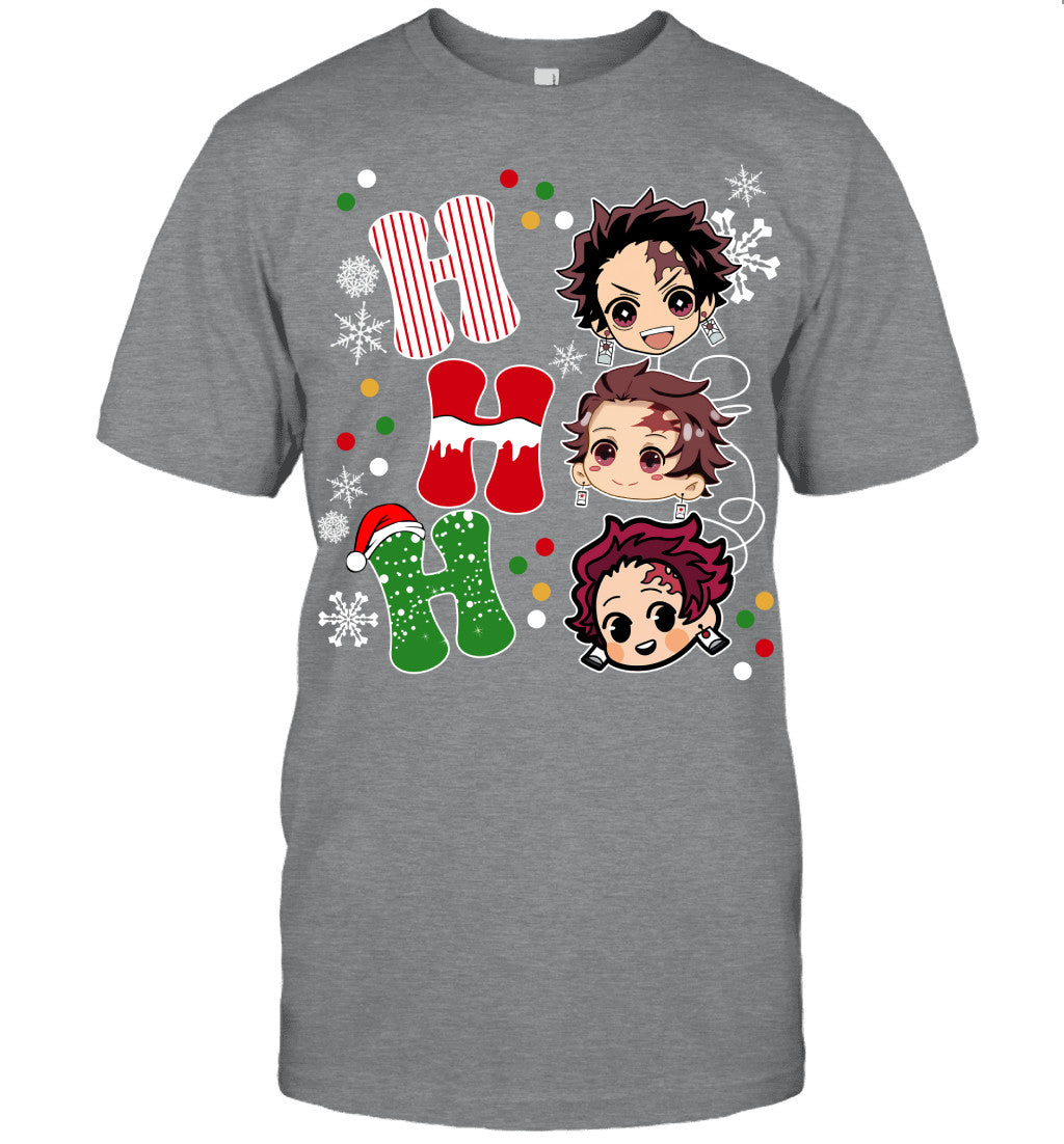 Tanjiro Kamado Demon Slayer Ho Ho Ho Merry Christmas Graphic T-shirt