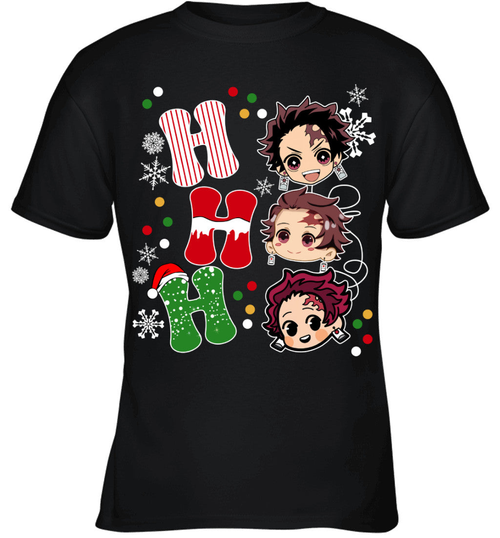 Tanjiro Kamado Demon Slayer Ho Ho Ho Merry Christmas Graphic T-shirt