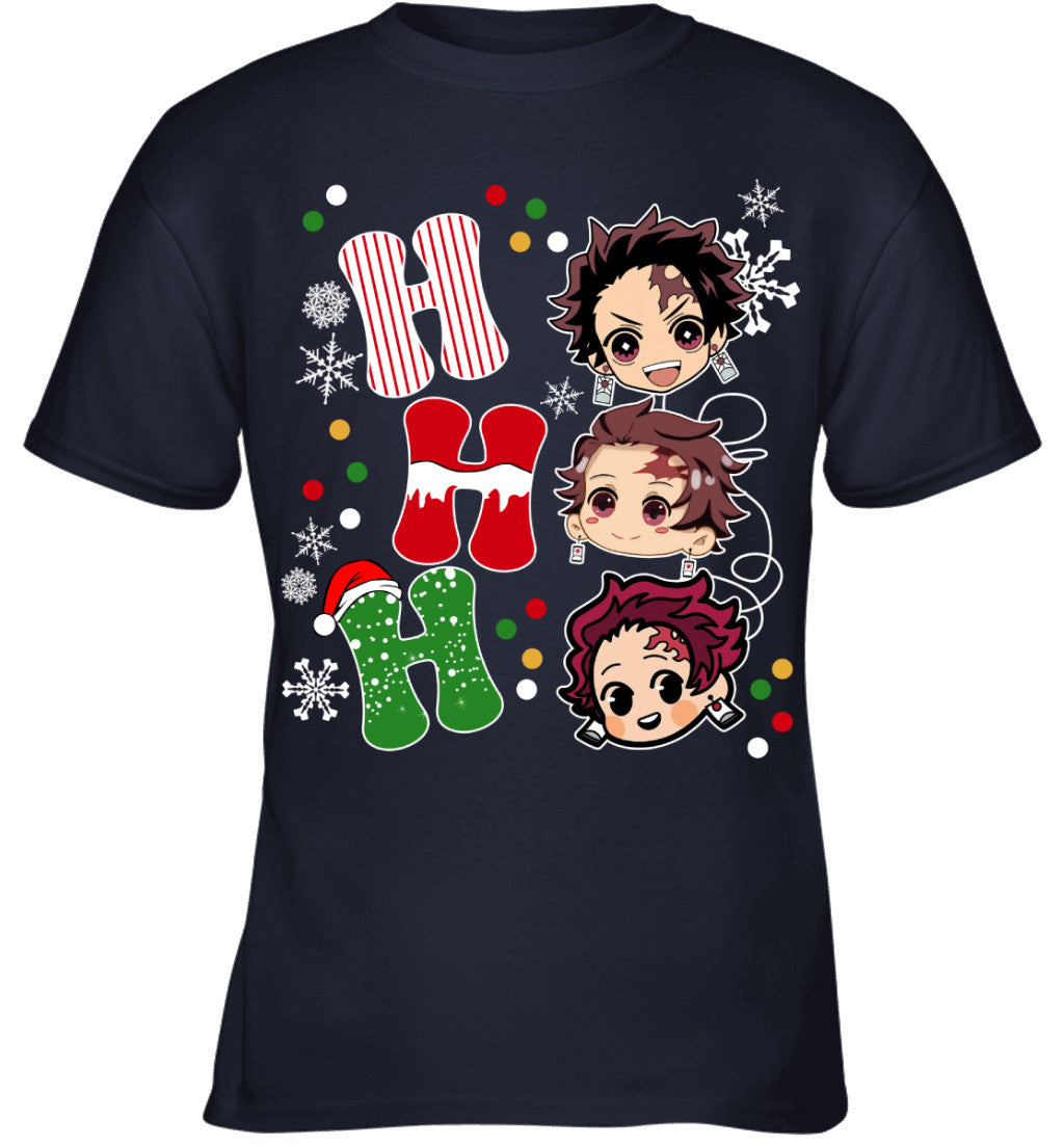 Tanjiro Kamado Demon Slayer Ho Ho Ho Merry Christmas Graphic T-shirt