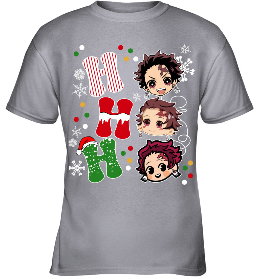 Tanjiro Kamado Demon Slayer Ho Ho Ho Merry Christmas Graphic T-shirt
