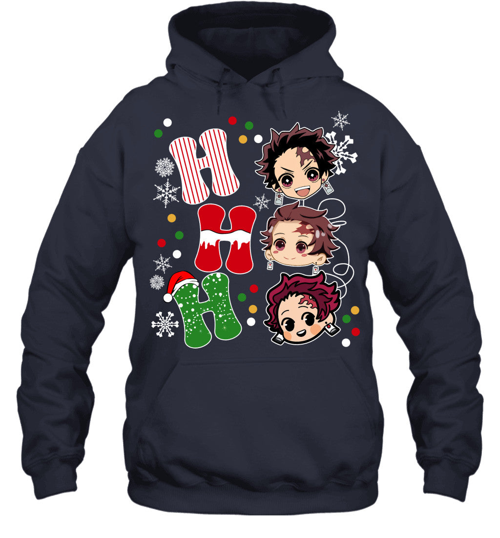 Tanjiro Kamado Demon Slayer Ho Ho Ho Merry Christmas Graphic T-shirt