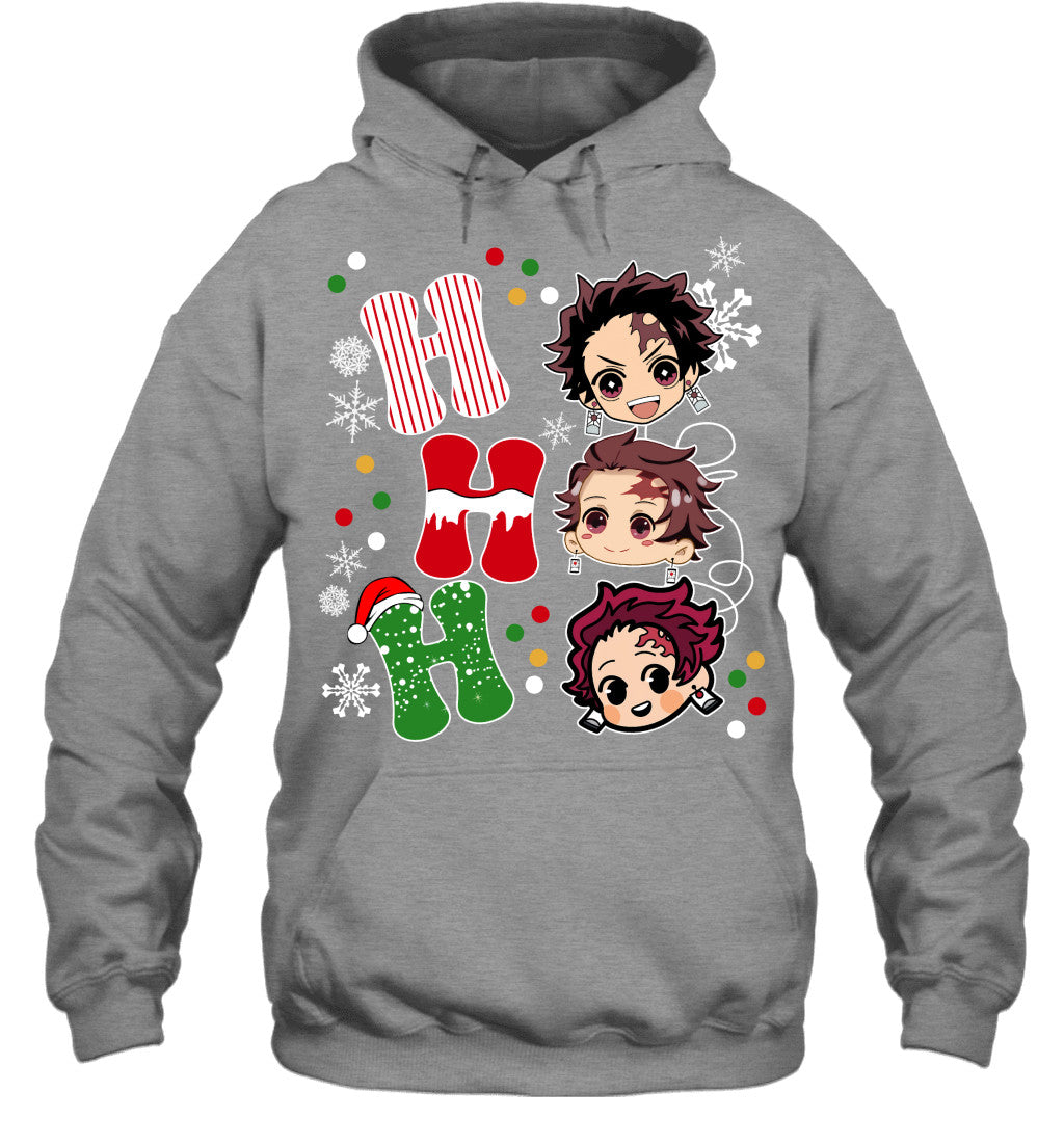 Tanjiro Kamado Demon Slayer Ho Ho Ho Merry Christmas Graphic T-shirt