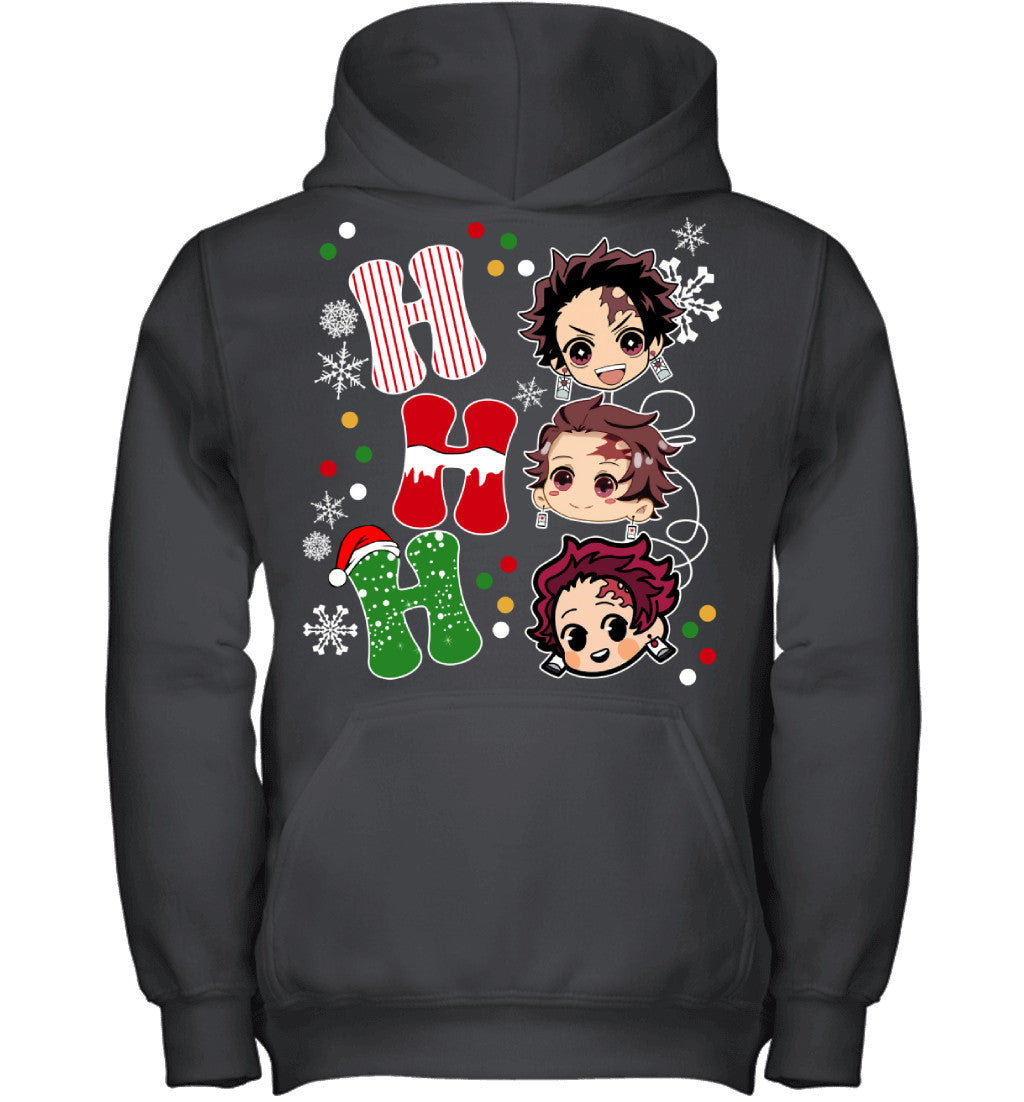 Tanjiro Kamado Demon Slayer Ho Ho Ho Merry Christmas Graphic T-shirt