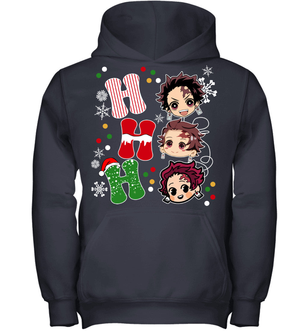 Tanjiro Kamado Demon Slayer Ho Ho Ho Merry Christmas Graphic T-shirt