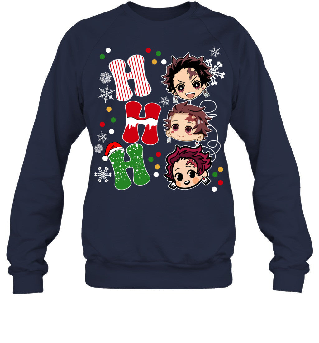 Tanjiro Kamado Demon Slayer Ho Ho Ho Merry Christmas Graphic T-shirt