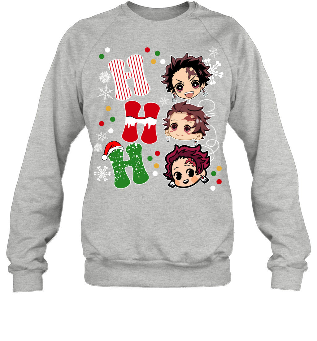 Tanjiro Kamado Demon Slayer Ho Ho Ho Merry Christmas Graphic T-shirt