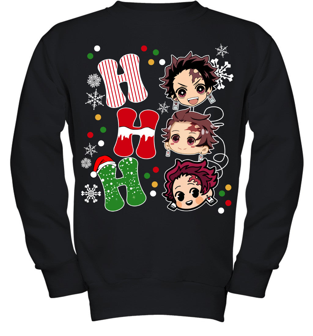 Tanjiro Kamado Demon Slayer Ho Ho Ho Merry Christmas Graphic T-shirt