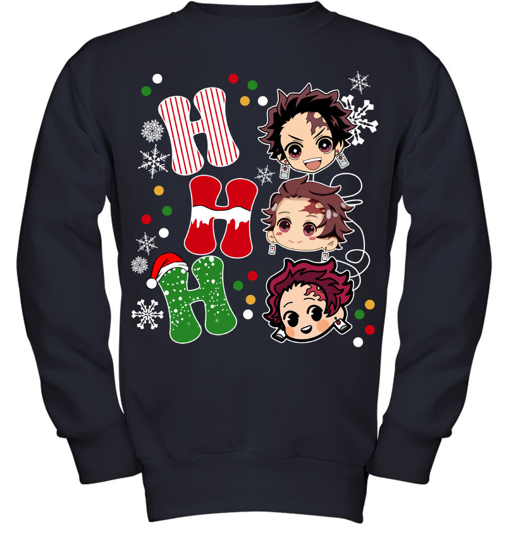 Tanjiro Kamado Demon Slayer Ho Ho Ho Merry Christmas Graphic T-shirt