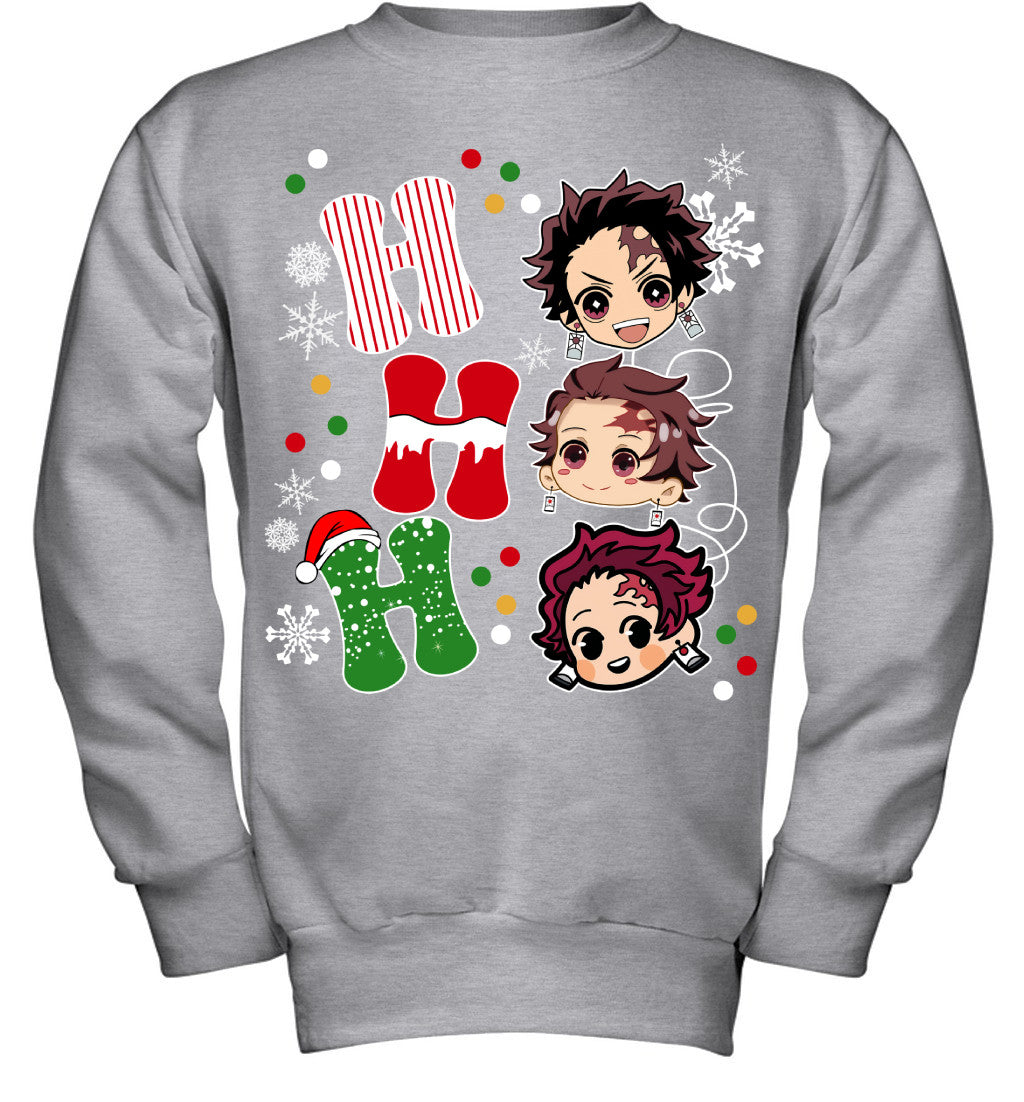 Tanjiro Kamado Demon Slayer Ho Ho Ho Merry Christmas Graphic T-shirt