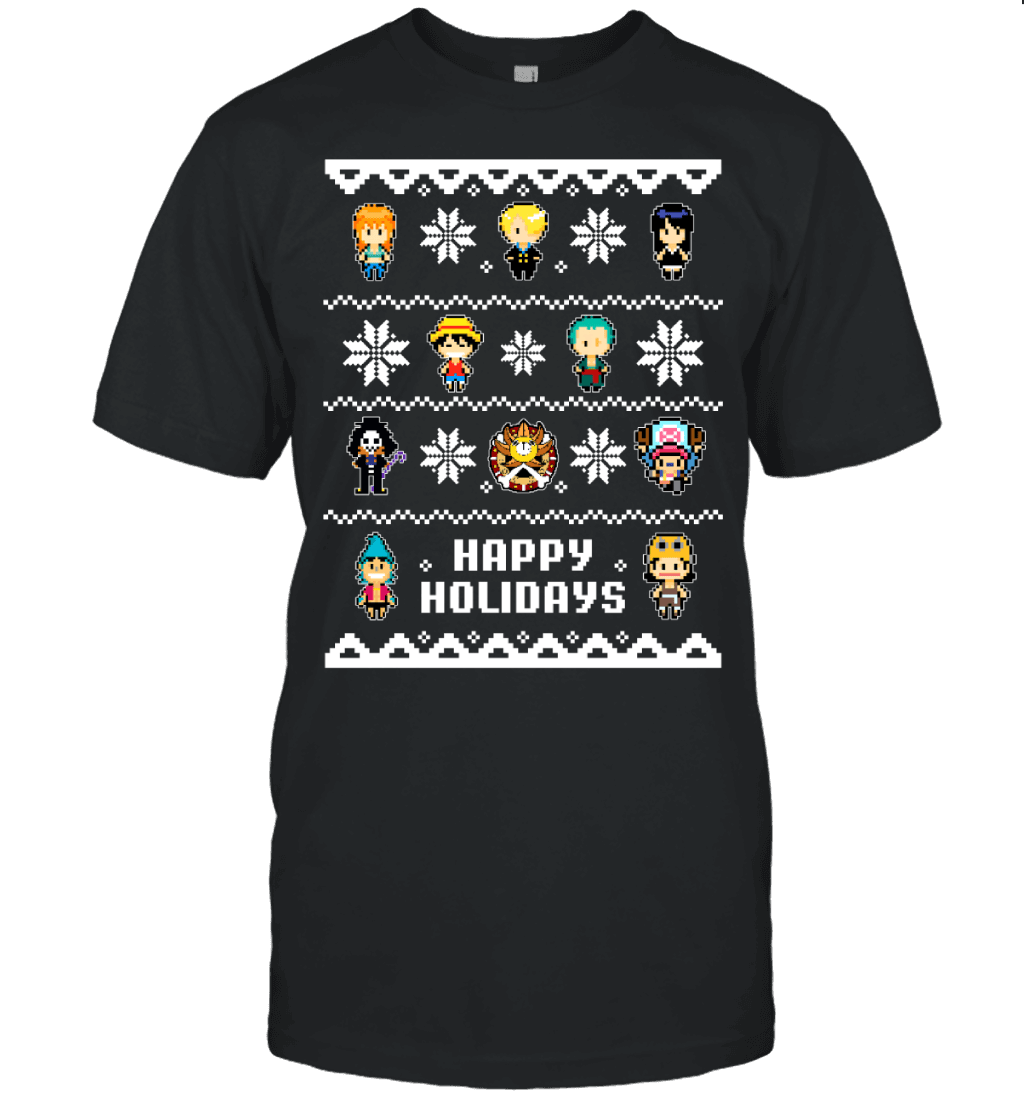 One Piece Straw Hat Crew Christmas Happy Holidays T-Shirt