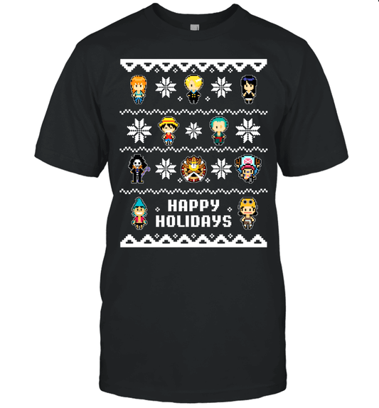 One Piece Straw Hat Crew Christmas Happy Holidays T-Shirt